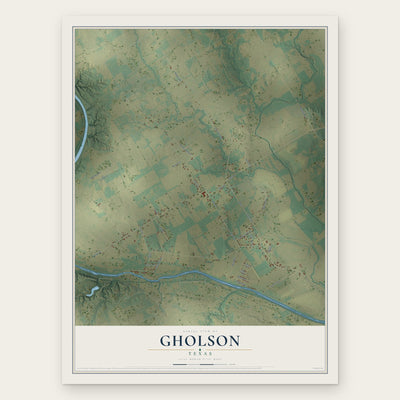 Gholson, Texas map print, the full design
