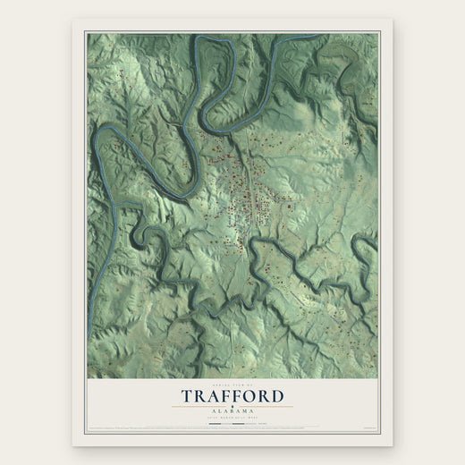 Trafford, Alabama map print, the full design