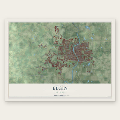 Elgin, Illinois map print, the full design