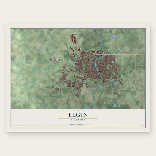 Elgin, Illinois map print, the full design