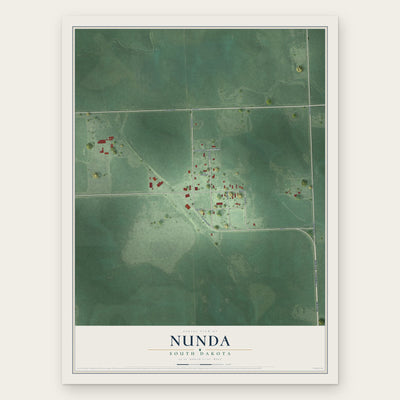 Nunda, South Dakota map print, the full design