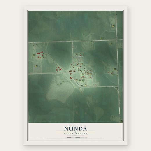 Nunda, South Dakota map print, the full design