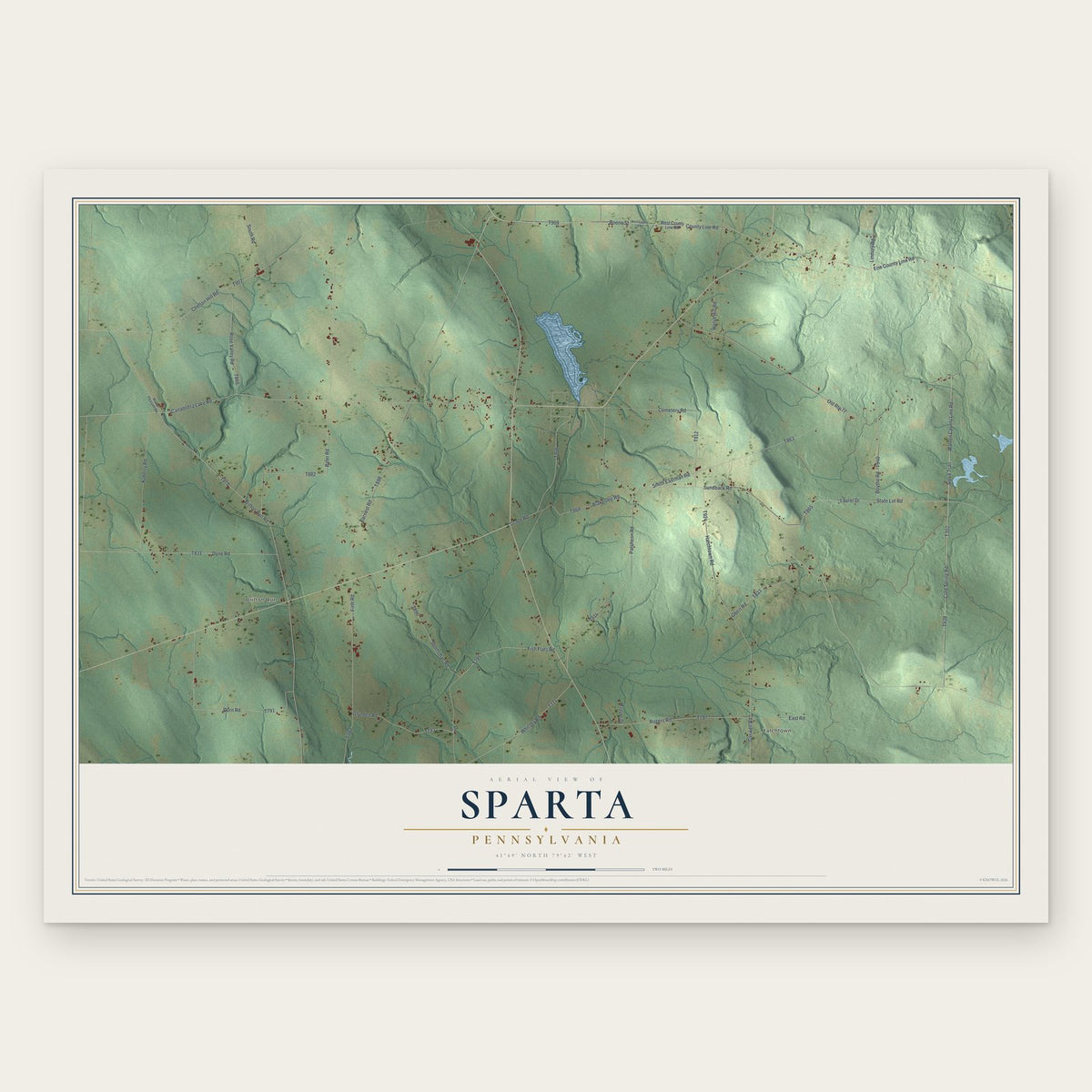 Sparta, Pennsylvania map print, the full design