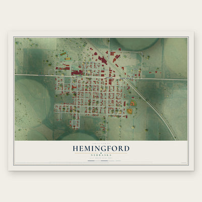 Hemingford, Nebraska map print, the full design