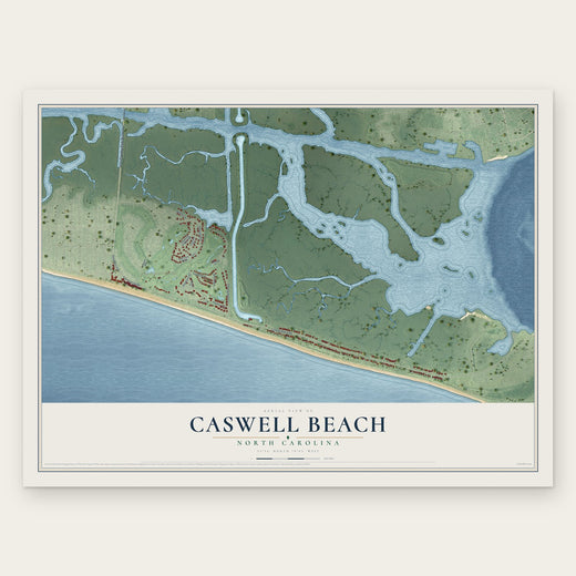 Caswell Beach, North Carolina map print, the full design