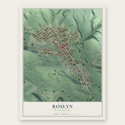 Roslyn, Washington map print, the full design