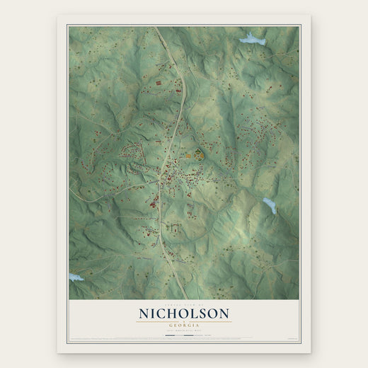 Nicholson, Georgia map print, the full design