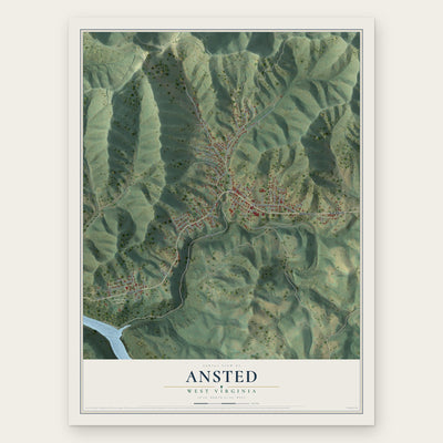 Ansted, West Virginia map print, the full design