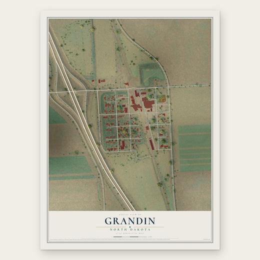 Grandin, North Dakota map print, the full design