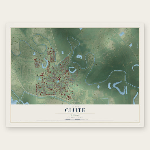 Clute, Texas map print, the full design