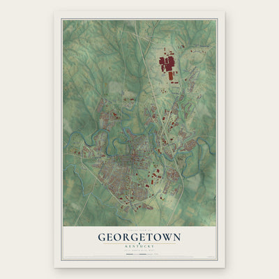 Georgetown, Kentucky map print, the full design