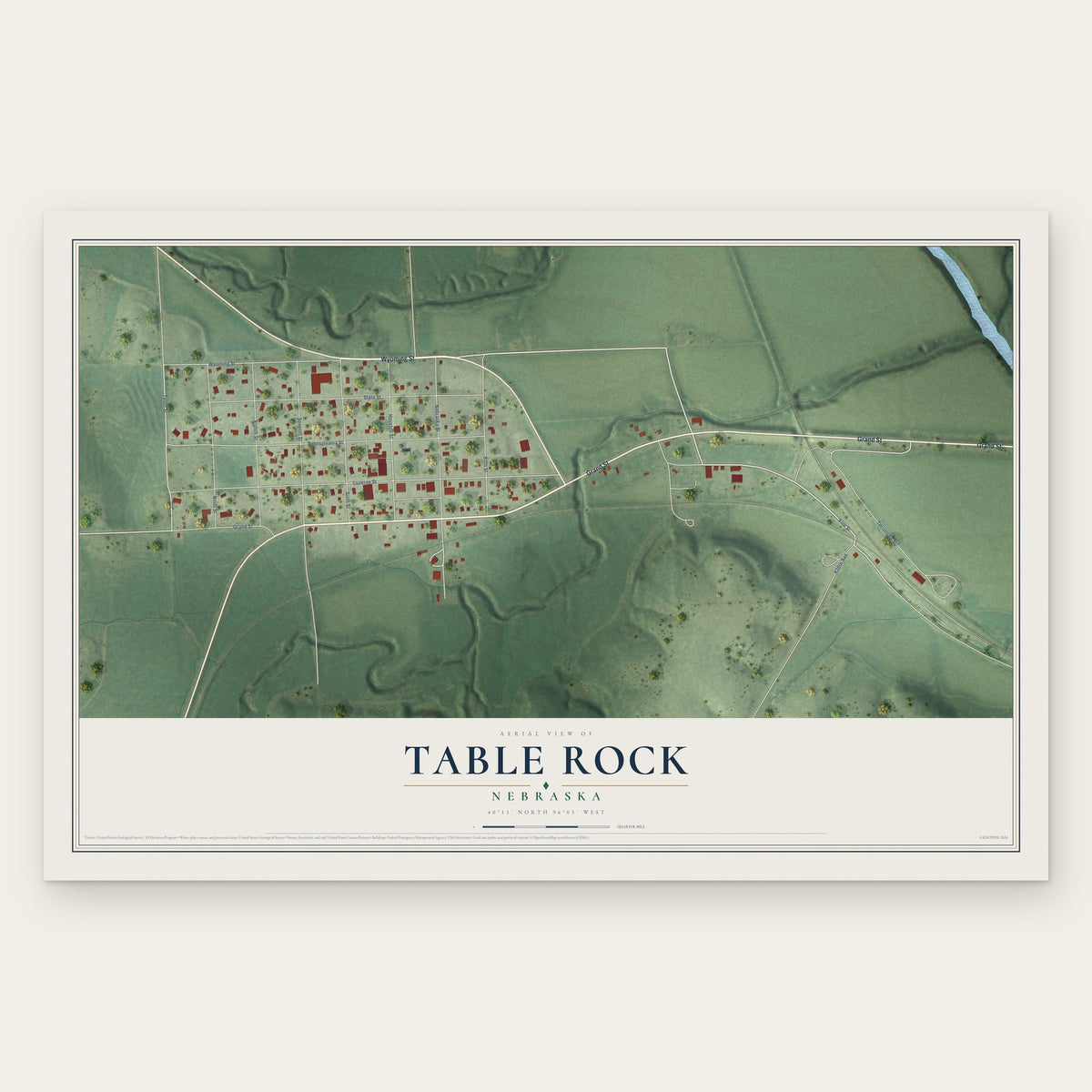 Table Rock, Nebraska map print, the full design