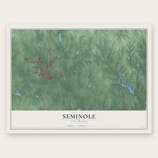 Seminole, Oklahoma map print, the full design