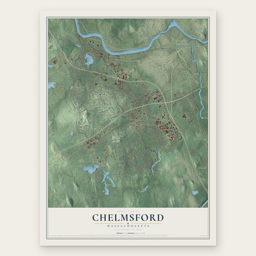 Chelmsford, Massachusetts map print, the full design