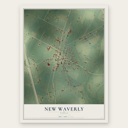 New Waverly, Texas map print, the full design
