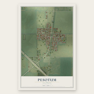 Pesotum, Illinois map print, the full design