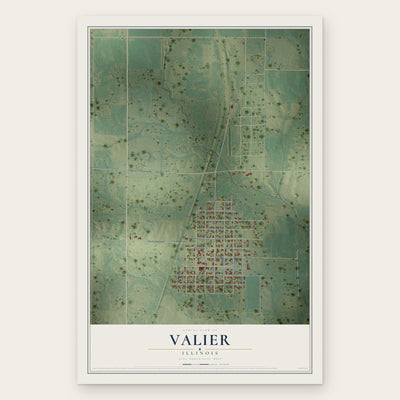 Valier, Illinois map print, the full design