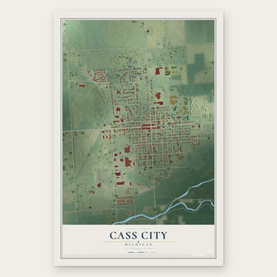 Cass City, Michigan map print, the full design