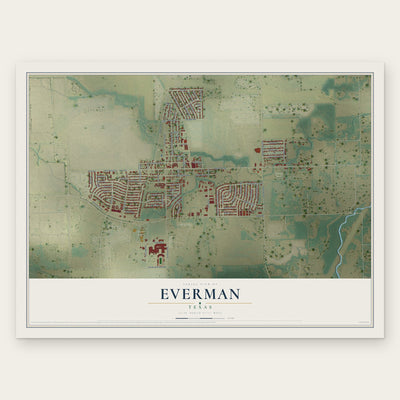 Everman, Texas map print, the full design