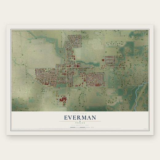 Everman, Texas map print, the full design