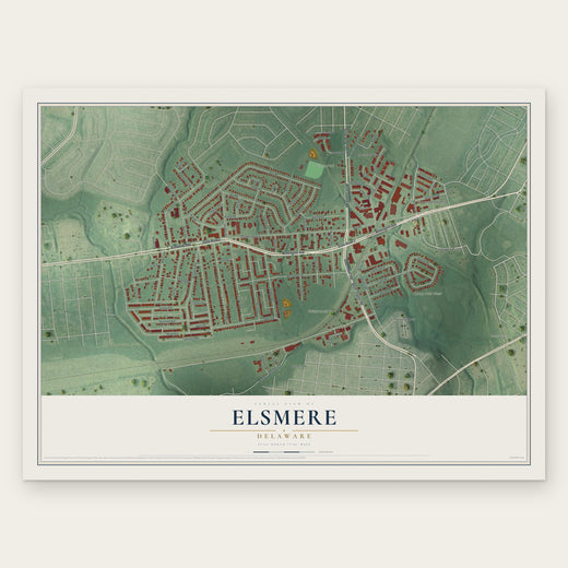 Elsmere, Delaware map print, the full design