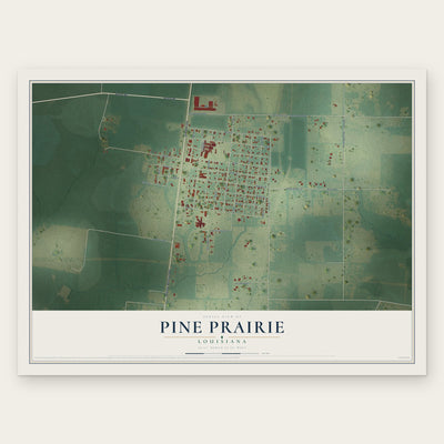 Pine Prairie, Louisiana map print, the full design