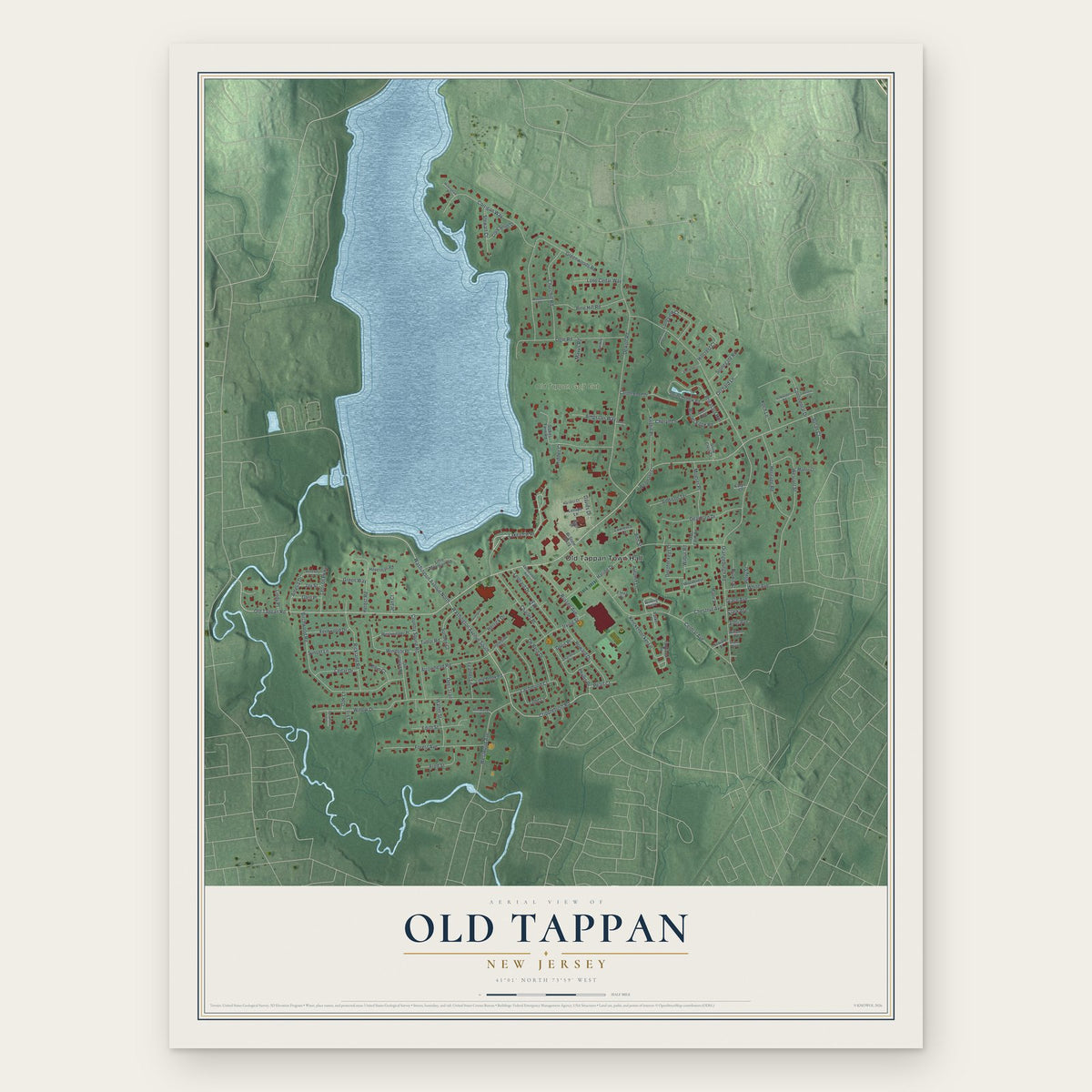 Old Tappan, New Jersey map print, the full design