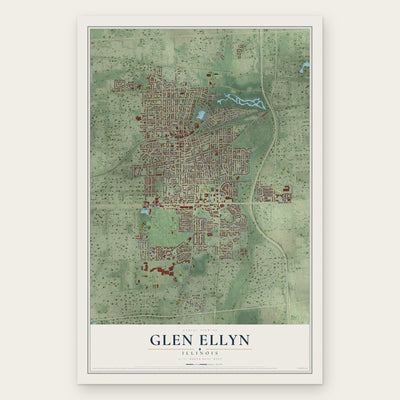 Glen Ellyn, Illinois map print, the full design