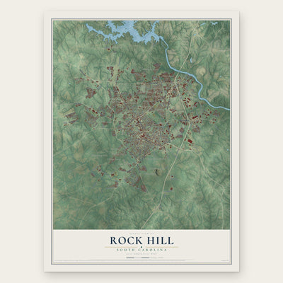 Rock Hill, South Carolina map print, the full design