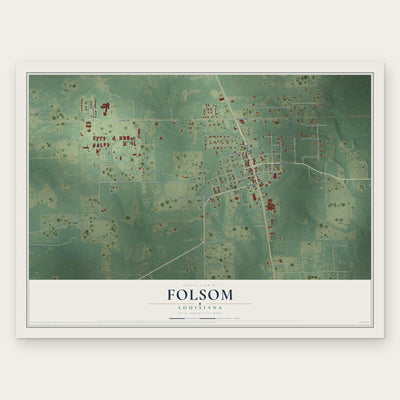 Folsom, Louisiana map print, the full design