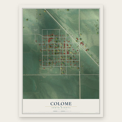 Colome, South Dakota map print, the full design