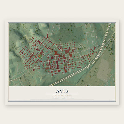Avis, Pennsylvania map print, the full design