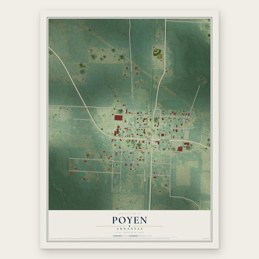 Poyen, Arkansas map print, the full design