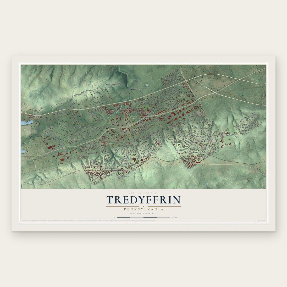Tredyffrin, Pennsylvania map print, the full design