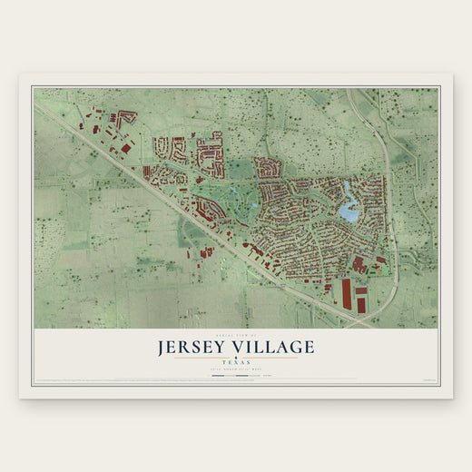 Jersey Village, Texas map print, the full design