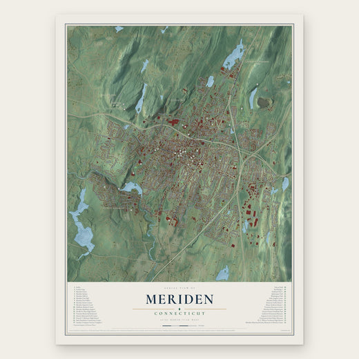 Meriden, Connecticut map print, the full design