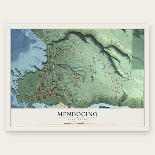 Mendocino, California map print, the full design