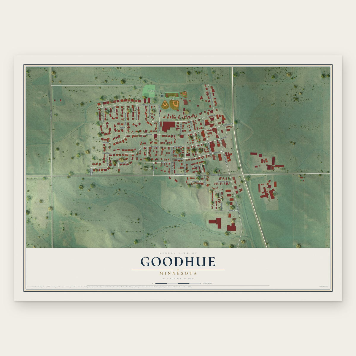 Goodhue, Minnesota map print, the full design