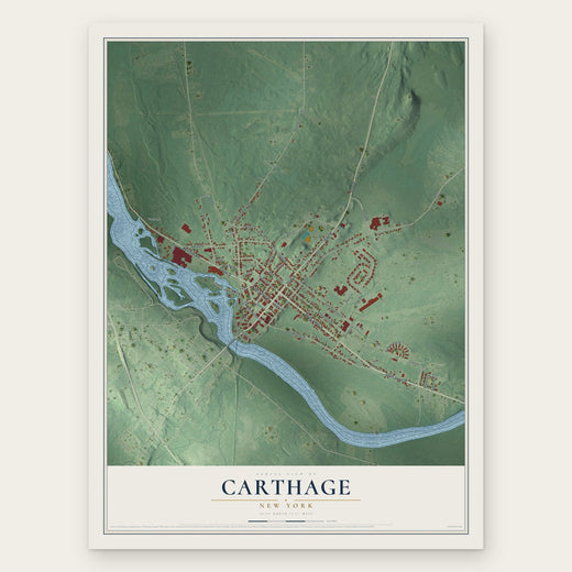 Carthage, New York map print, the full design