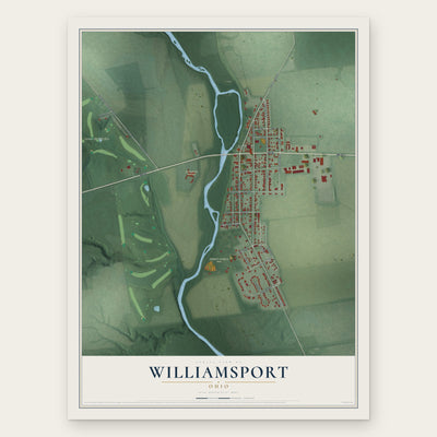 Williamsport, Ohio map print, the full design