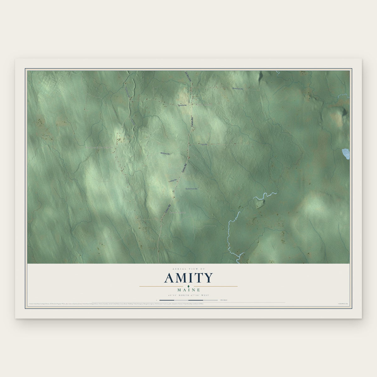 Amity, Maine map print, the full design