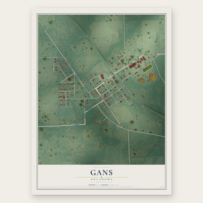 Gans, Oklahoma map print, the full design