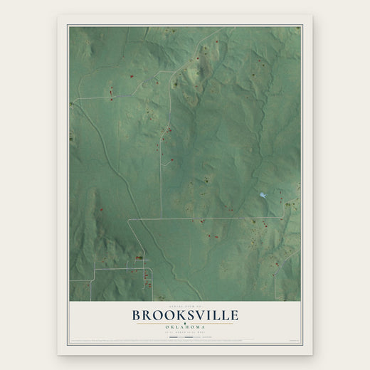 Brooksville, Oklahoma map print, the full design