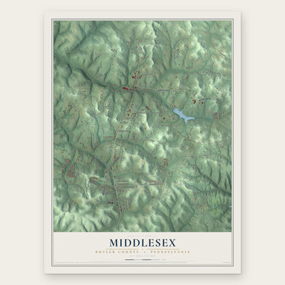 Middlesex, Butler County, Pennsylvania map print, the full design