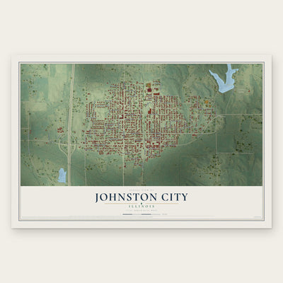 Johnston City, Illinois map print, the full design