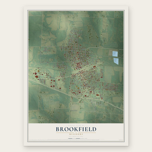 Brookfield, Missouri map print, the full design