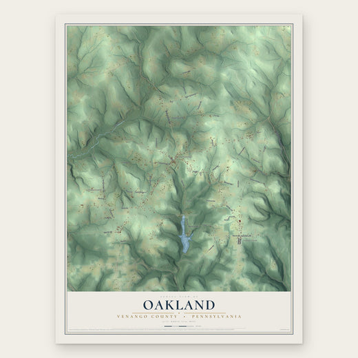Oakland, Venango County, Pennsylvania map print, the full design