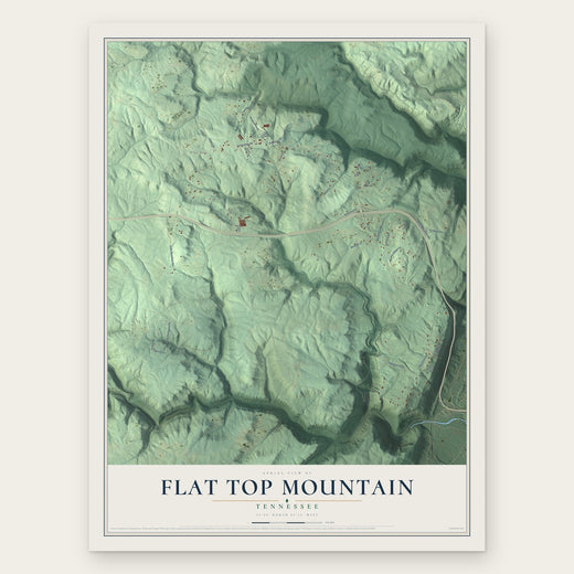 Flat Top Mountain, Tennessee map print, the full design