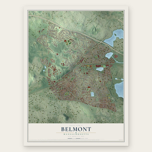 Belmont, Massachusetts map print, the full design