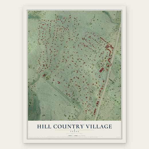 Hill Country Village, Texas map print, the full design